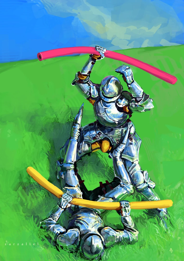 Knight Playing Pool Knights Fought for the pool. - by ZombieGhost